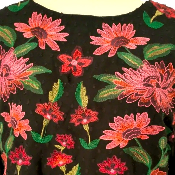 American Eagle Top Large Swiss Dot-with Floral Embroidery - Picture 3 of 13